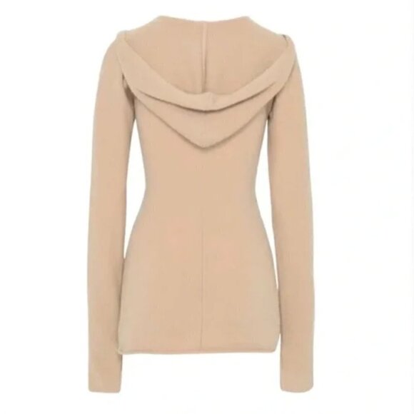 MaxMara SportMax Beige Cashmere Wool Centro Hooded Sweater Small - Picture 5 of 9